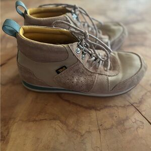 Teva Tan and Blue High-Top Sneakers/ Boots